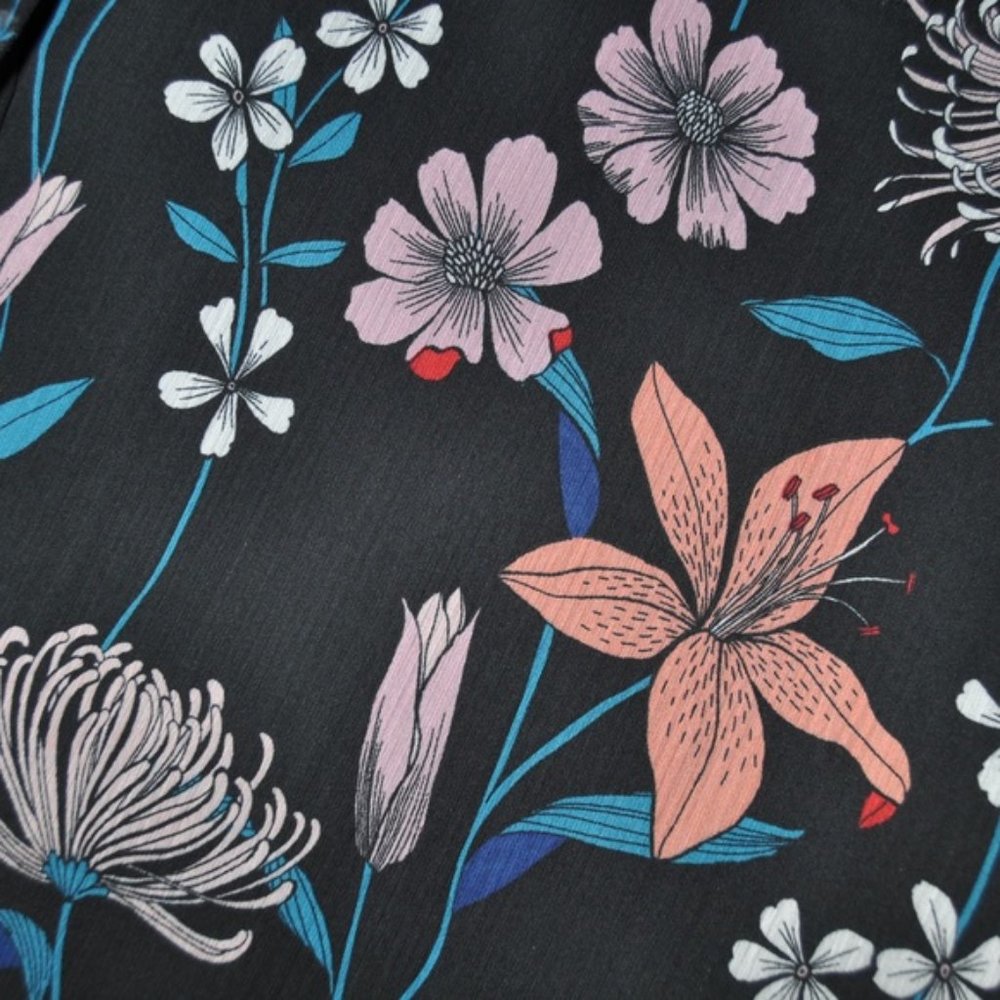 New WWW Black Floral Blouson Long Sleeve Blouse S - Picture 6 of 8
